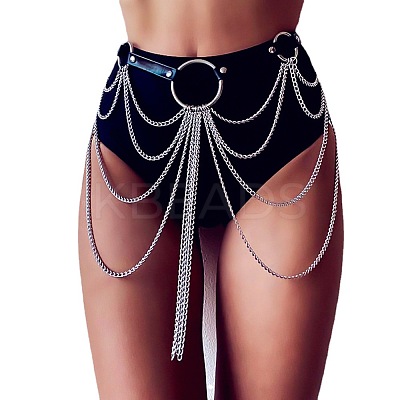Ring Alloy Layered Chain Tassel with Imitation Leather Waist Belly Chains for Women FS-WG3DEB2-01-1