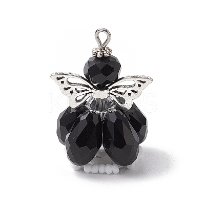 Faceted Glass Pendants PALLOY-MZ00583-04-1