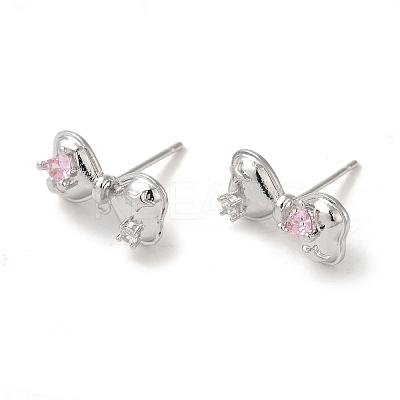 Left and Right Rack Plating Brass Micro Pave Cubic Zirconia Studs Earring Findings KK-K371-10P-1