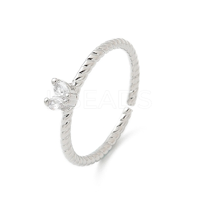 Heart Clear Cubic Zirconia Cuff Rings RJEW-G337-14G-1