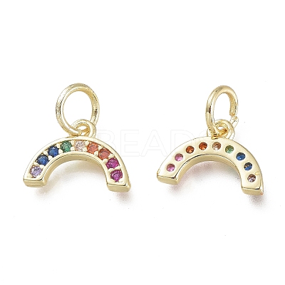 Brass Micro Pave Clear Cubic Zirconia Pendants X-KK-P188-O01-G-1