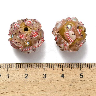 Christmas Theme Polymer Clay Rhinestone Beads with Resin X-RESI-Z045-01E-1