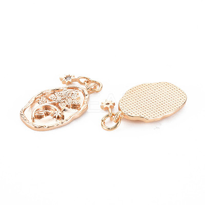 Brass White Opal Rhinestone Pendants KK-S364-214-1