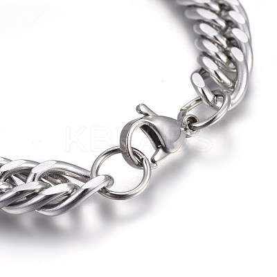 Tarnish Resistant 304 Stainless Steel Cuban Link Chain Bracelets BJEW-L637-01A-P-1