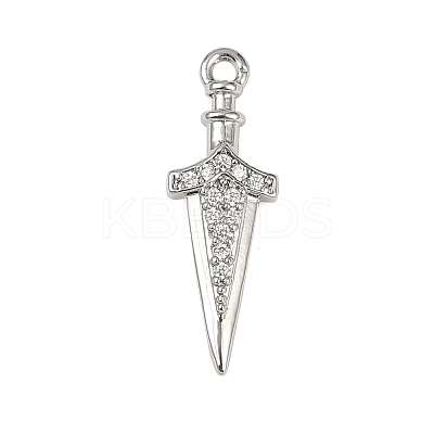 Brass Micro Pave Clear Cubic Zirconia Pendants KK-L238-14P-1