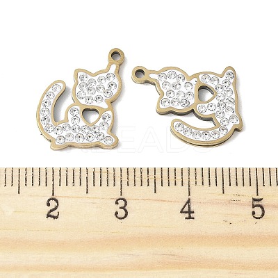 201 Stainless Steel Rhinestone Pendants STAS-V005-05G-01-1