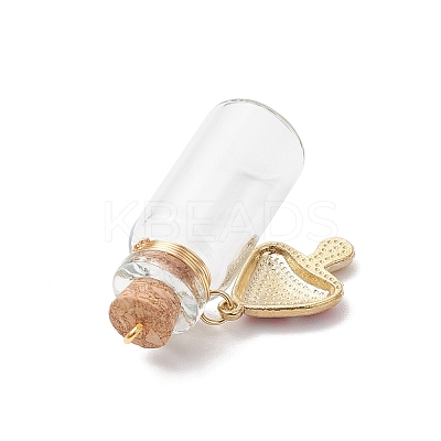 5Pcs Mushroom Wishing Bottle Pendants PALLOY-JF04072-1