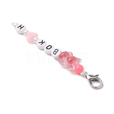 6Pcs Bear & Letter Acrylic Pendant Decorations HJEW-JM02957-1
