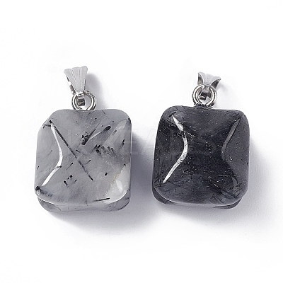 Natural Black Rutilated Quartz Pendants G-C002-02B-1