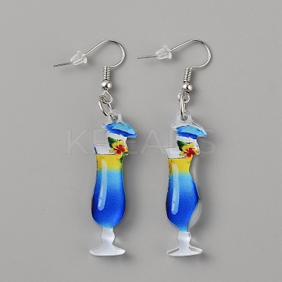 Acrylic Wine Glass Dangle Earrings with 304 Stainless Steel Pins EJEW-WH0012-096E-1