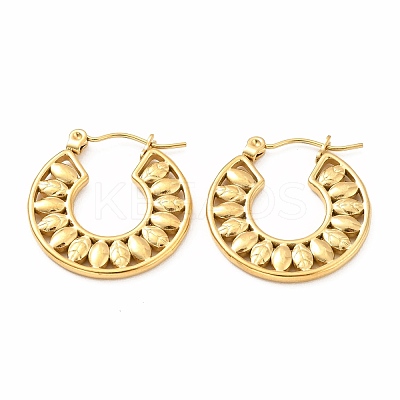 Ion Plating(IP) 304 Stainless Steel Leaf Wrap Hoop Earrings for Women EJEW-F283-07G-1