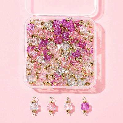 100Pcs Clear Acrylic Faceted Cube Connector Charms PALLOY-FS00042-01-1