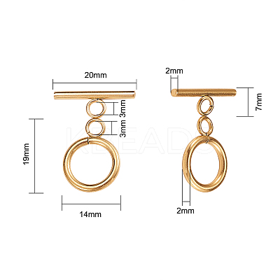 20Sets 2 Colors Ion Plating(IP) 304 Stainless Steel Ring Toggle Clasps STAS-CJ0001-204-1