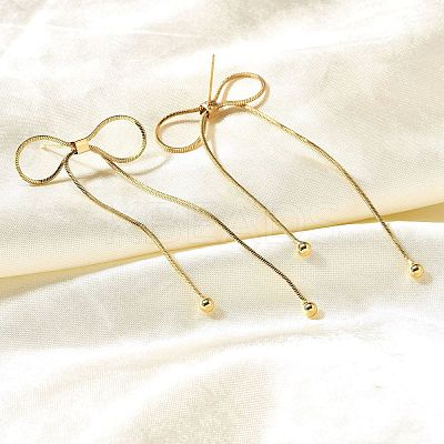 Bowknot Rack Plating Brass Stud Earrrings EJEW-Z085-01G-1