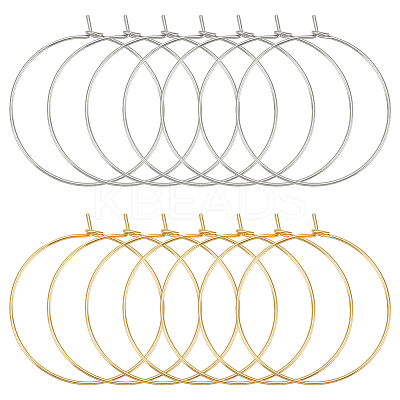 60Pcs 2 Colors Long-Lasting Plated Brass Hoop Earrings Findings KK-AN0001-01-1