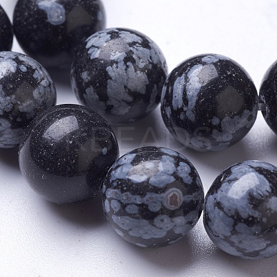 Natural Snowflake Obsidian Beads Strands G-D855-11-10mm-1
