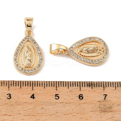 Brass & Clear Cubic Zirconia Pendants KK-G558-09G-1