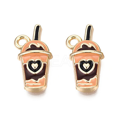 Eco-Friendly Zinc Alloy Milkshake Pendants X-ENAM-R051-16-01G-NR-1