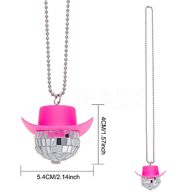 4Pcs Cow Hat & Disco Ball Pendant Decoration with Ball Chains NJEW-DR0001-01-1