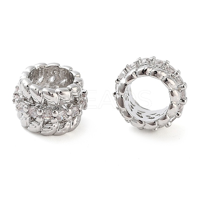 Brass Micro Pave Clear Cubic Zirconia Beads KK-U028-28P-1