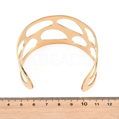 Hollow 304 Stainless Steel Cuff Bangles for Women BJEW-T028-01G-1