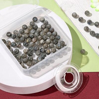100Pcs 8mm Grade AA Natural  Labradorite Round Beads DIY-LS0002-58-1