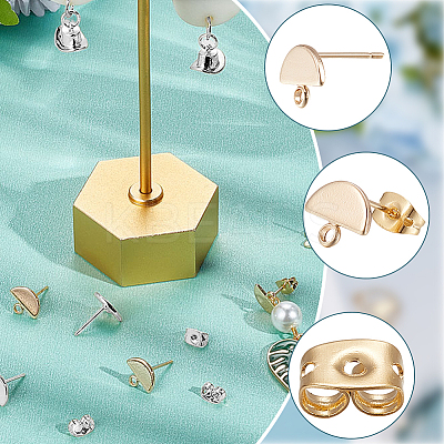 20Pcs 2 Colors Brass Stud Earring Findings KK-BBC0027-59-1