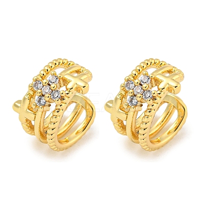 Brass Micro Pave Clear Cubic Zirconia Cuff Earrings EJEW-C104-159G-1