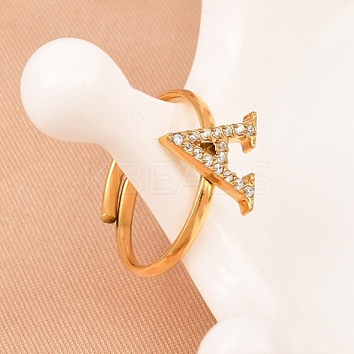 304 Stainless Steel Micro Pave Cubic Zirconia Cuff Open Rings RJEW-D336-01G-10-1