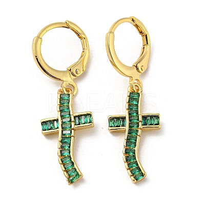 Real 18K Gold Plated Brass Dangle Leverback Earrings EJEW-A033-02G-02-1