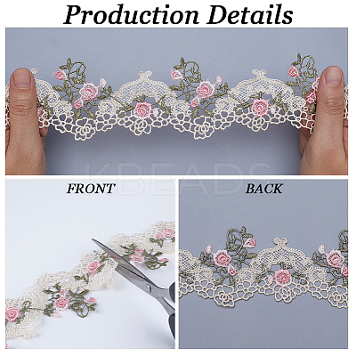 4 Yards 2 Colors Polyester Lace Trim Ribbons OCOR-GF0005-04-1