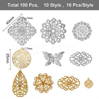 100 Pcs 10 Styles Iron Links IFIN-SZ0001-009-1