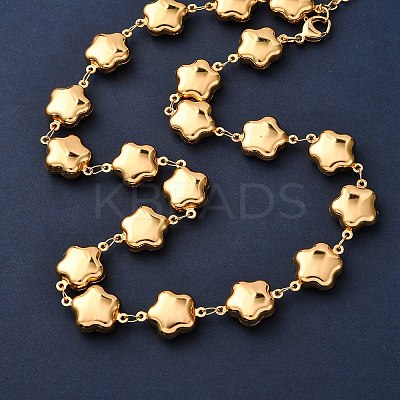 304 Stainless Steel Flower Link Chain Necklaces for Women NJEW-G178-11G-1