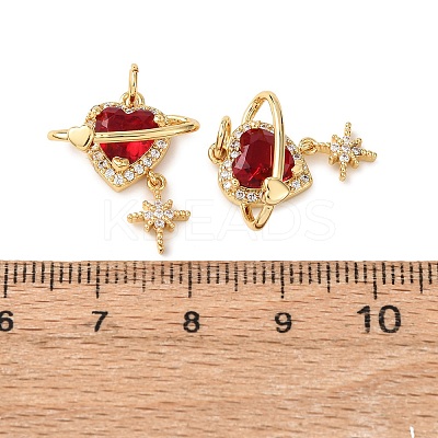 Rack Plating Brass & Cubic Zirconia & Glass Pendants KK-B076-17G-01-1