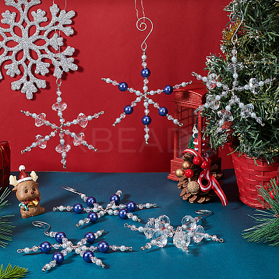 6Pcs 2 Styles Snowflake Glass Pendant Decoration HJEW-GO00048-1