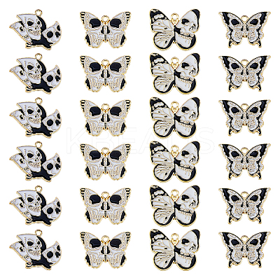 24Pcs 4 Styles Halloween Theme Alloy Enamel Pendants ENAM-DC0002-07-1