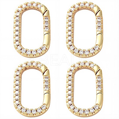4Pcs Rack Plated Brass Micro Pave Clear Cubic Zirconia Clasps KK-SC0005-73-1