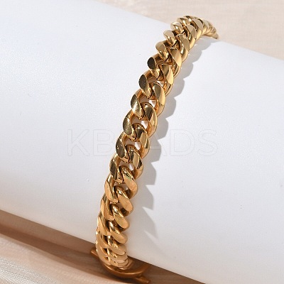 304 Stainless Steel Cuban Link Chain Bracelets for Women BJEW-G779-03G-1