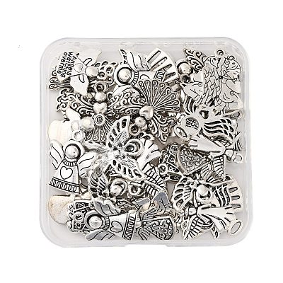 48Pcs 8 Styles Tibetan Style Alloy Pendants TIBE-FP0001-11-1