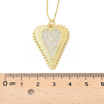 Brass Micro Pave Clear Cubic Zirconia Heart Pendant Necklaces for Women NJEW-D306-04G-B-1
