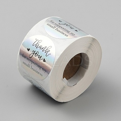 500Pcs Thank You for Supporting My Small Business PP Plastic Laser Stickers STIC-WH20002-39-1