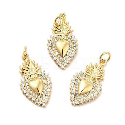 Rack Plating Brass Micro Pave Cubic Zirconia Pendants KK-K270-22G-1