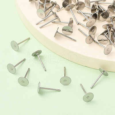 Tarnish Resistant 316 Surgical Stainless Steel Flat Round Blank Peg Stud Earring Settings LS-X-STAS-R073-06-1