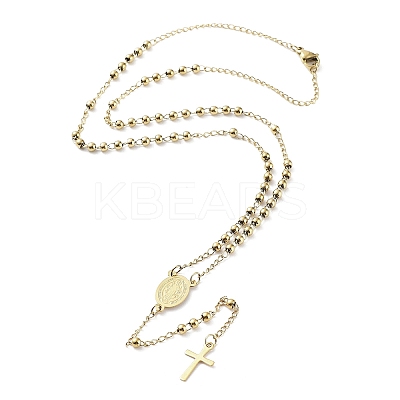 202 Stainless Steel Rosary Bead Necklaces LS-NJEW-D060-01A-G-1