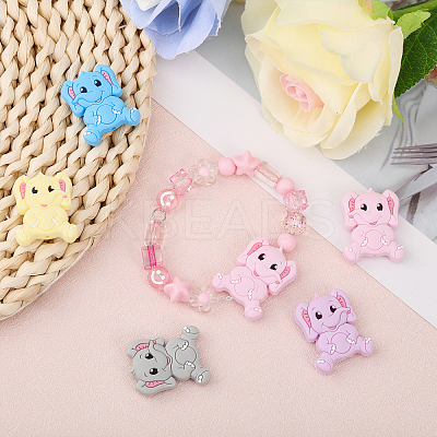 12Pcs 6 Colors Food Grade Eco-Friendly Silicone Focal Beads SIL-CA0001-87-1