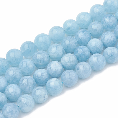 Dyed & Heated Natural Chalcedony Imitation Aquamarine Round Beads for DIY Bracelet Making Kit DIY-SZ0006-88B-1