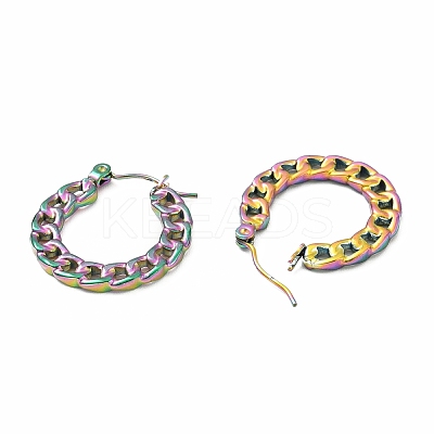 Ion Plating(IP) 304 Stainless Steel Curb Chain Shape Stud Earrings for Women EJEW-F283-02MC-1