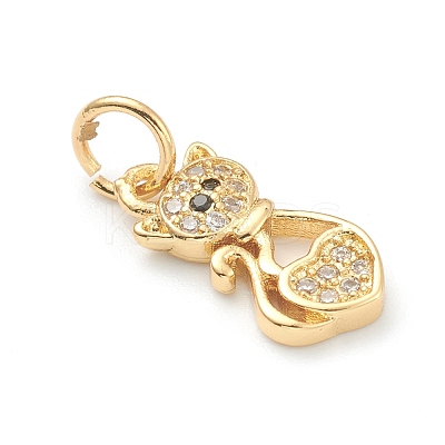Brass Clear Cubic Zirconia Charms ZIRC-B010-04G-1