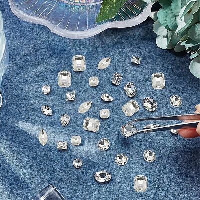 70Pcs 7 Style DIY Pointed Back K9 Glass Rhinestone Cabochons RGLA-CA0001-07-1