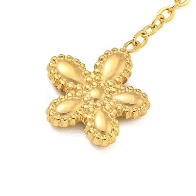 Brass Flower Tassel Pendant Necklaces NJEW-B115-02G-1